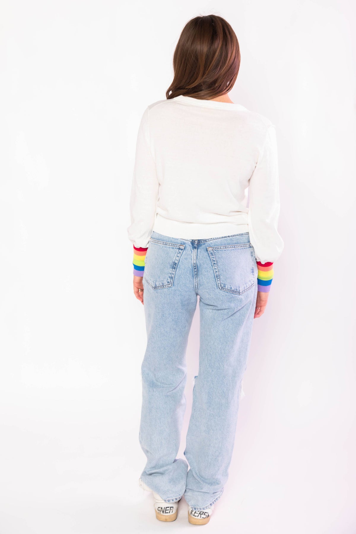 Izzy Puff Sleeve Rainbow Sweater