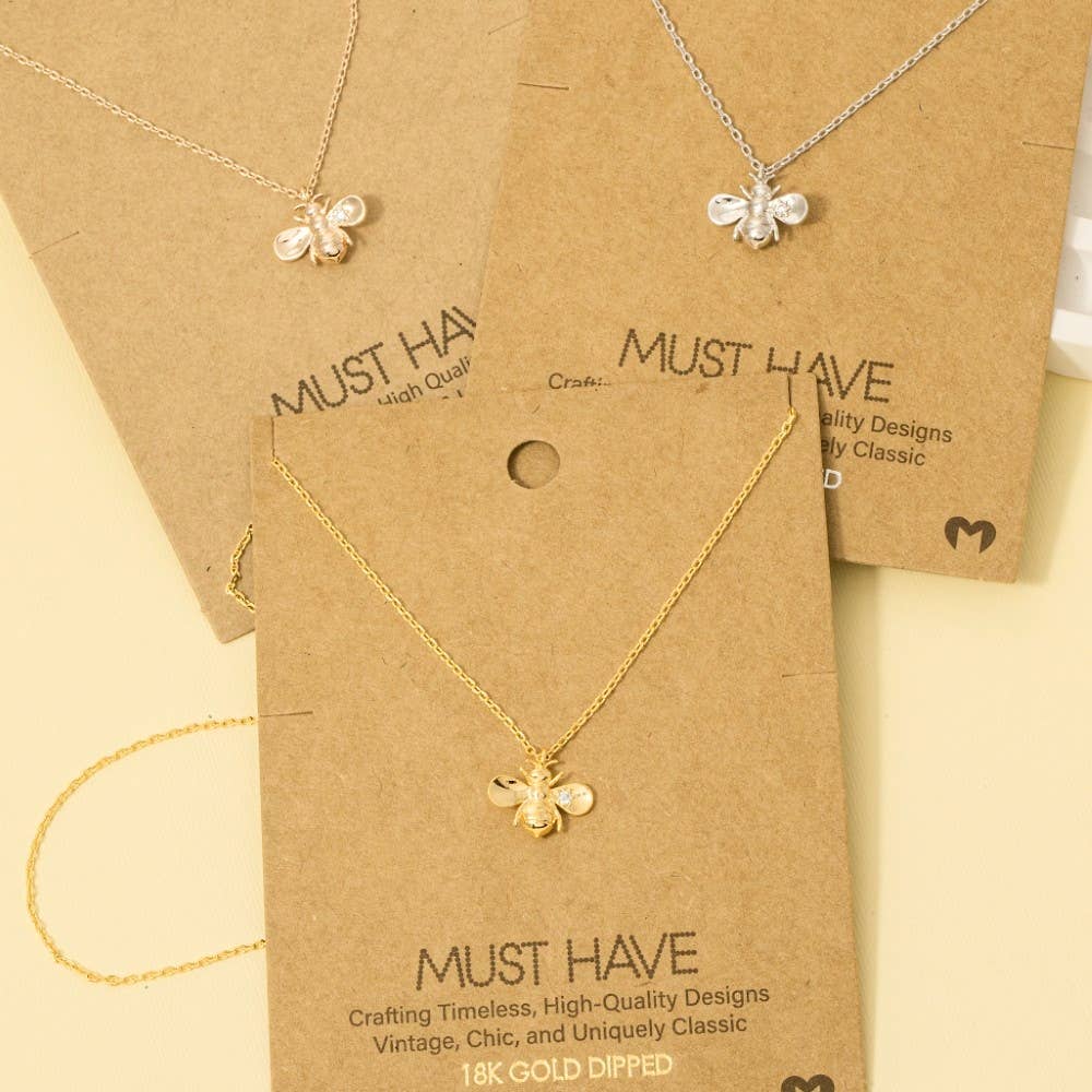 Gold Dipped Bee Pendant Necklace: G
