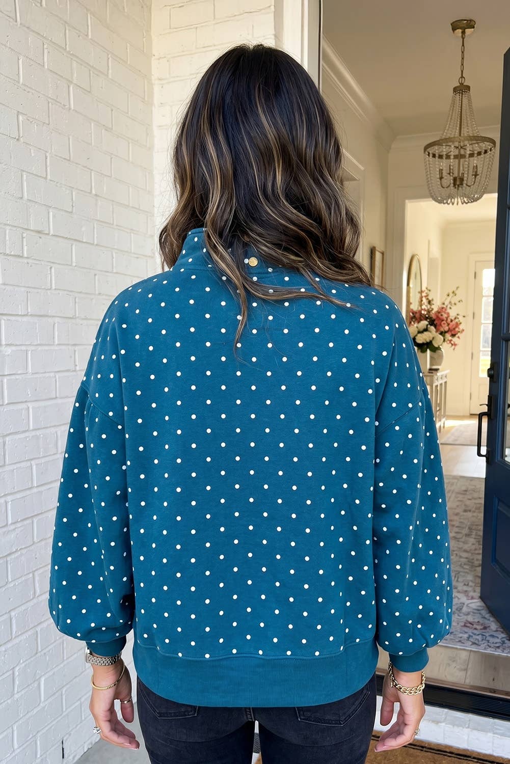 LAS Chocolate Chip Polka Dot Pullover Sweatshirt (S-XL): Brown / L