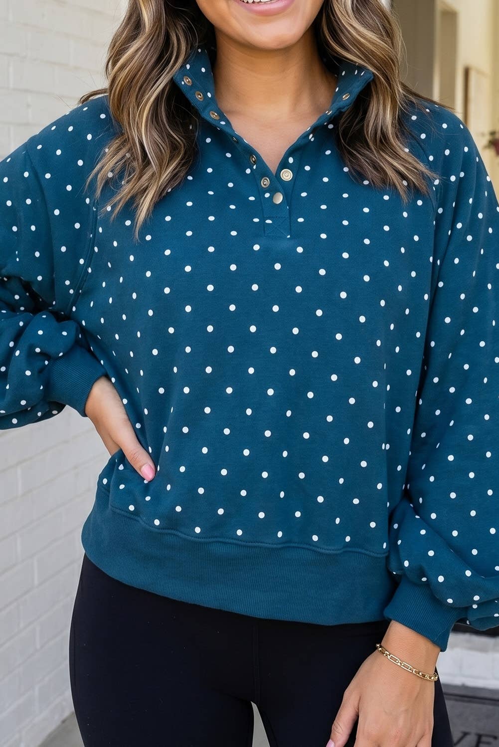 LAS Chocolate Chip Polka Dot Pullover Sweatshirt (S-XL): Brown / L