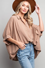 Load image into Gallery viewer, Poppy Pinstripe Button Down Dolman Blouse
