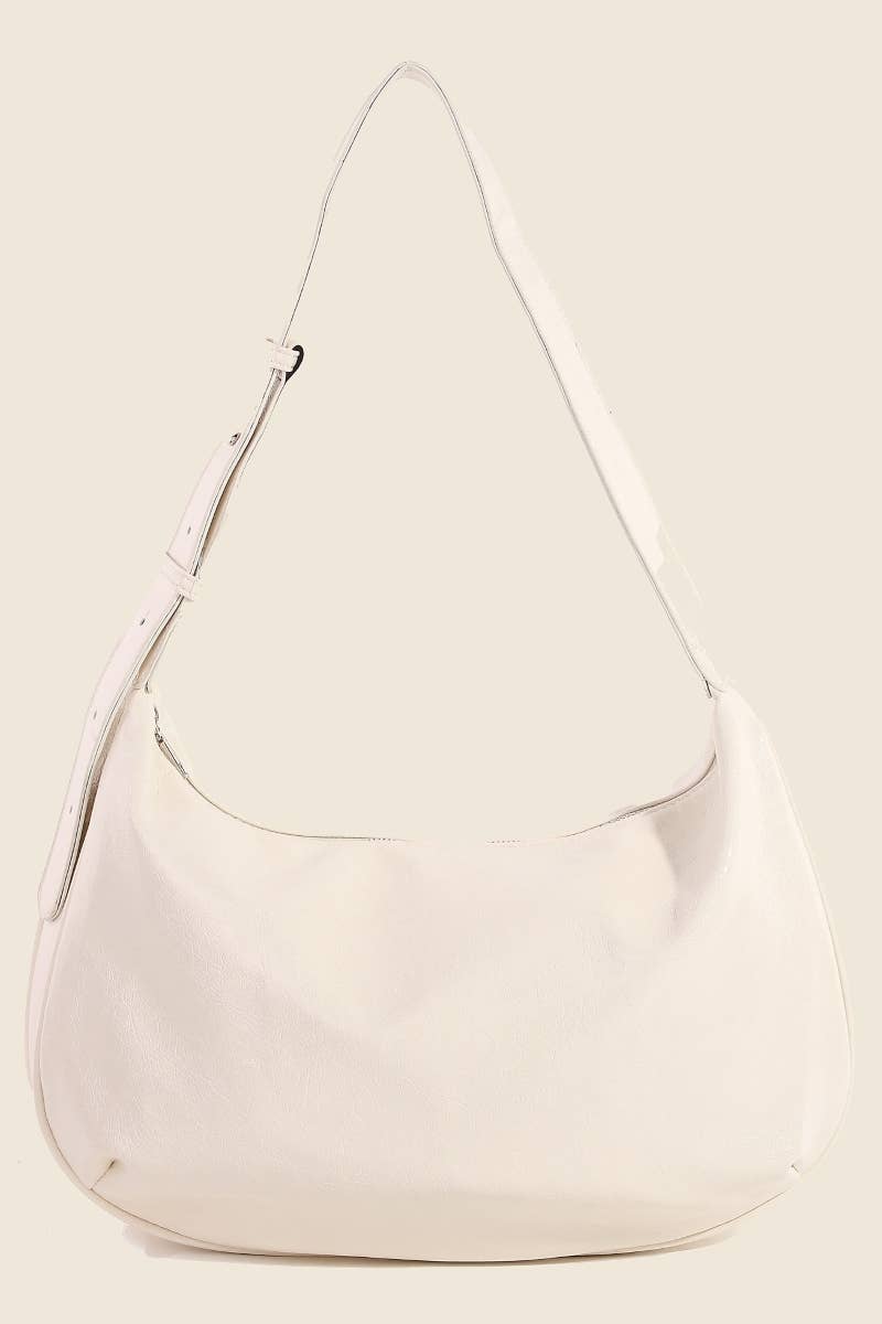 Leather Hobo Crescent Shoulder Bag: IV