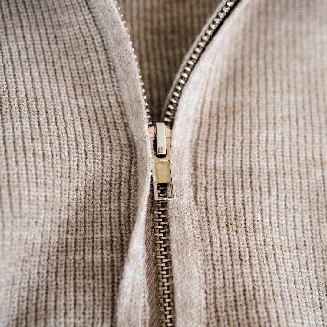 Quarter Zip Sweater Sand - Infant: 3-6M