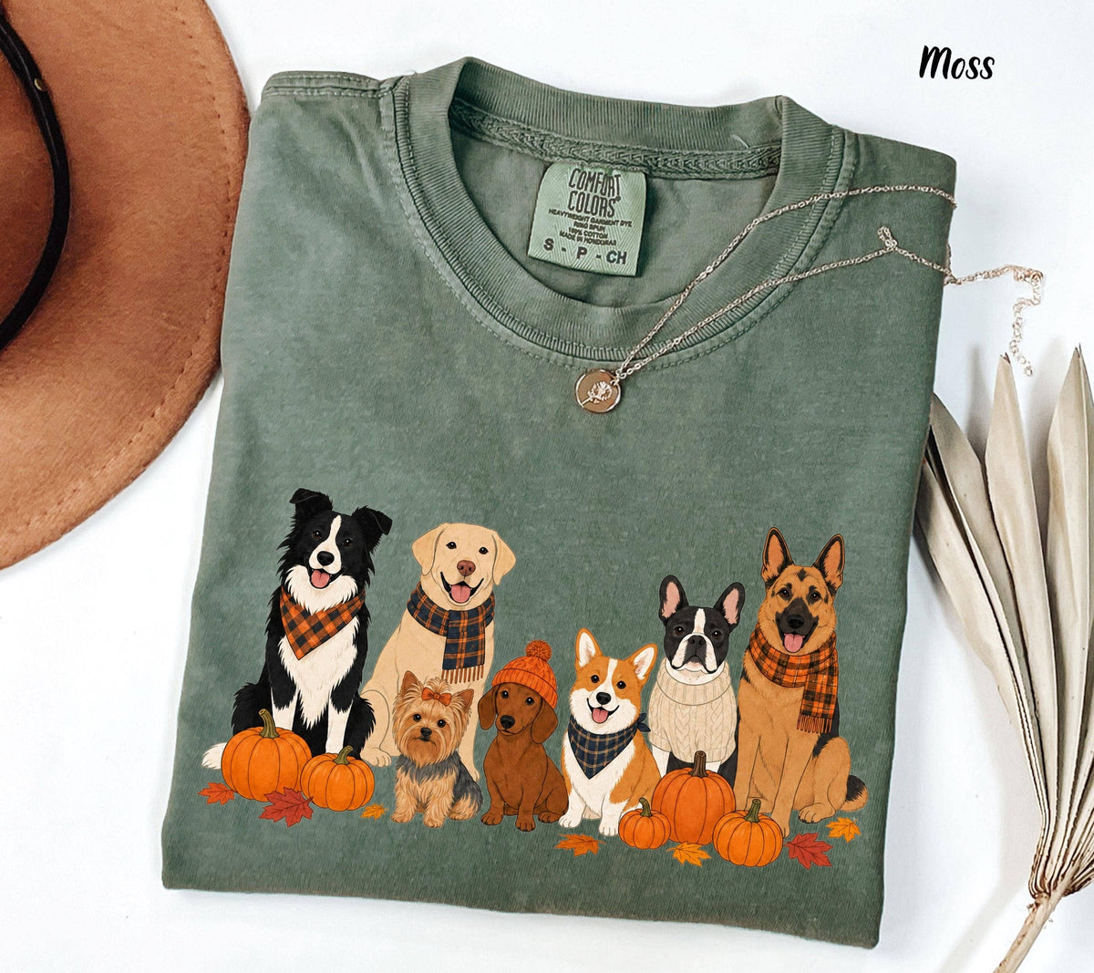 Comfort Colors Autumn Dogs Pumpkins Tee, Pumpkin Season: Ivory / XL