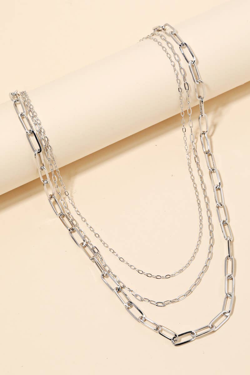 Triple Oval Chain Link Necklace: G