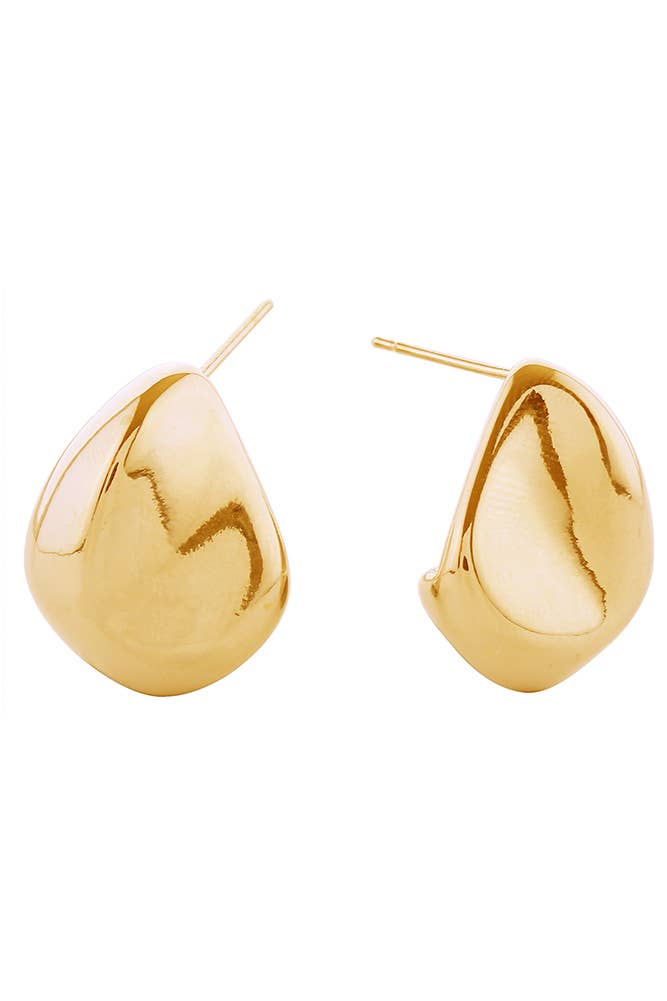 14K Crumple Dome Post Earring: Gold
