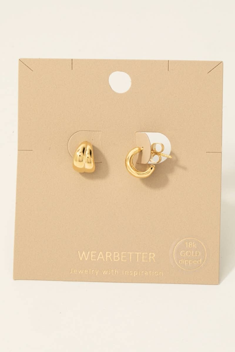 Gold Dipped Wide Layered Hoop Earrings: G