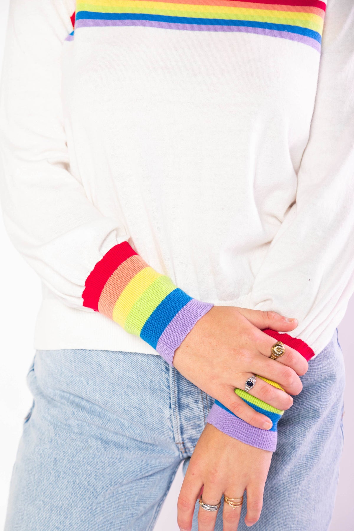 Izzy Puff Sleeve Rainbow Sweater