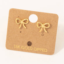 Load image into Gallery viewer, Gold Dipped Wire Ribbon Bow Stud Earrings
