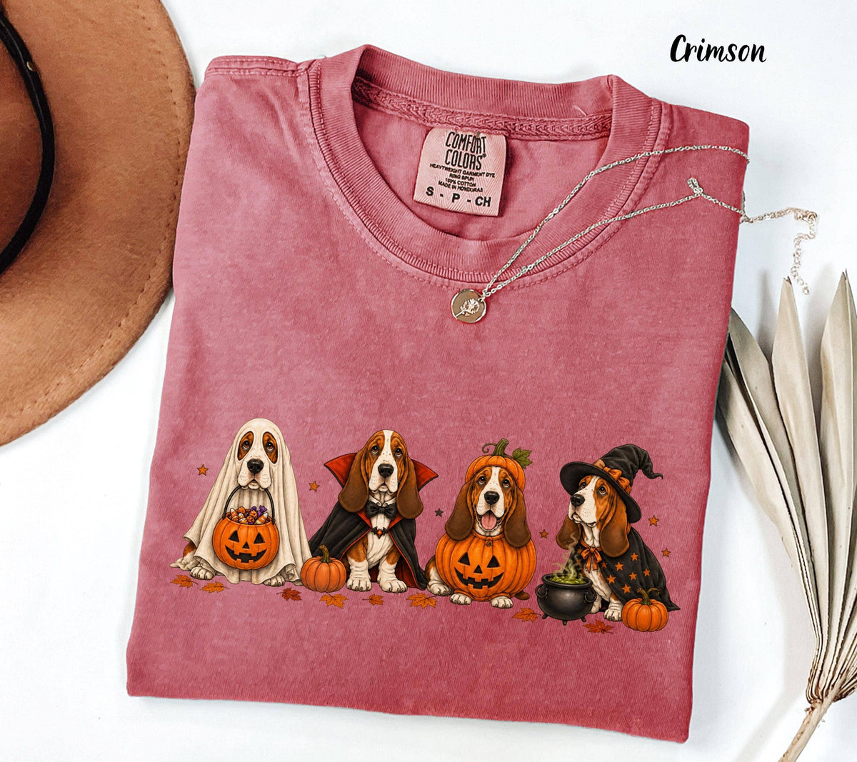 Comfort Colors Basset Hound Halloween Tee, Cute Costume Dog: Ivory / XL