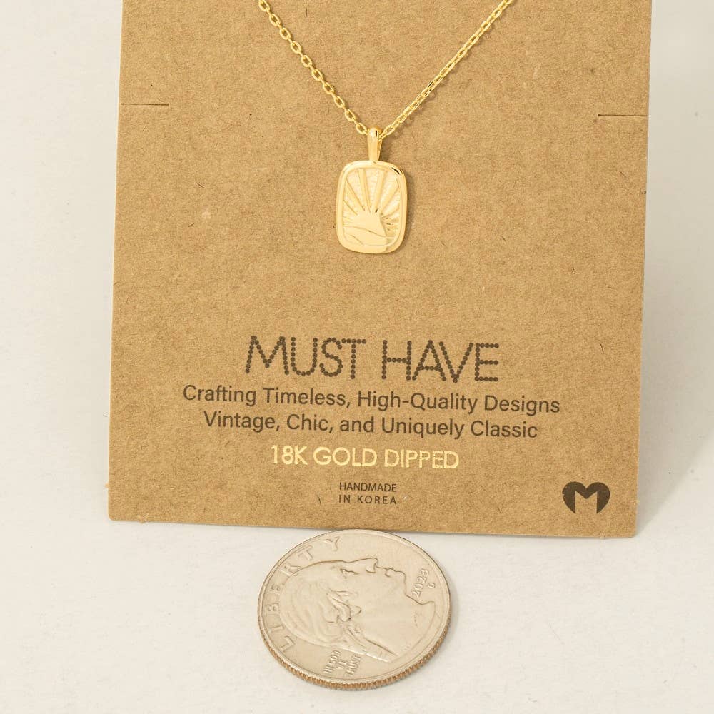 Gold Dipped Sun Rise Pendant Necklace: G