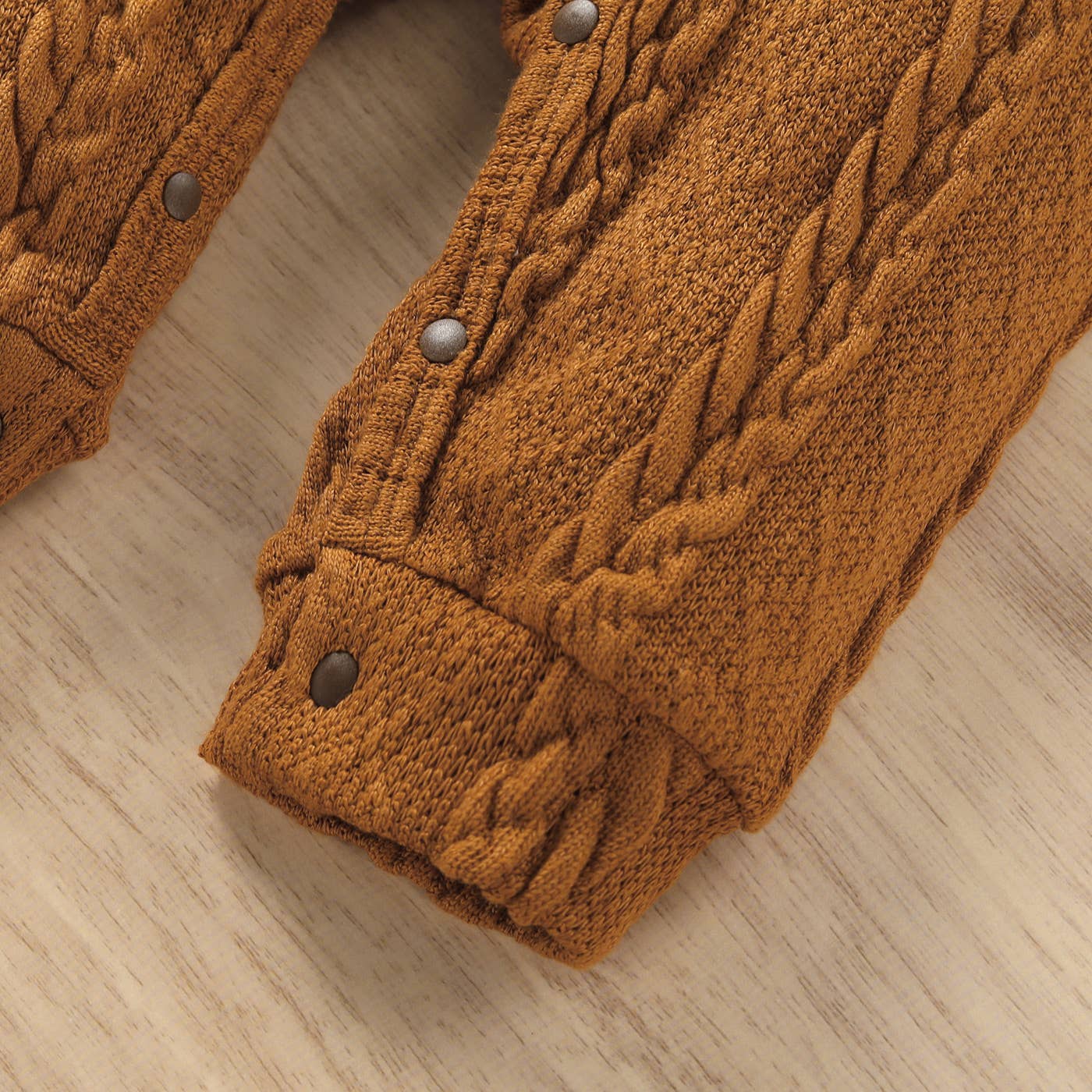Baby Boy Solid Cable Knit Long-sleeve Jumpsuit: Brown / 6-9 Months