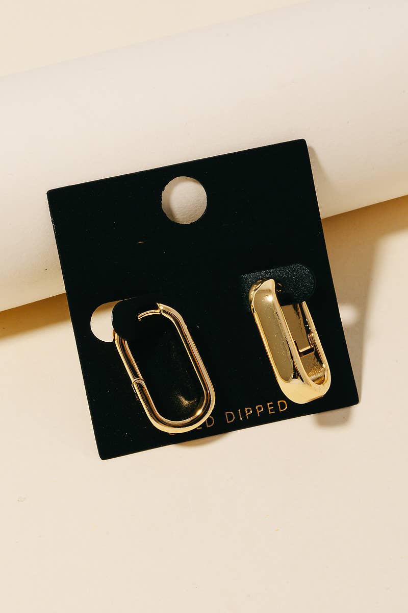 Gold Dipped Wide Oval Hinge Hoop Earrings: Gold