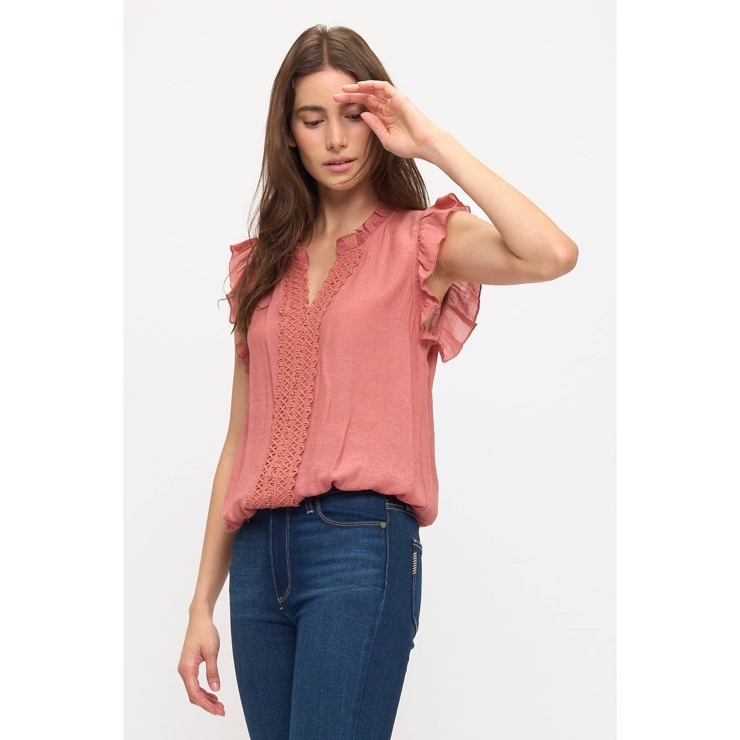 Vanessa Crochet Smocking Tank - Mauve