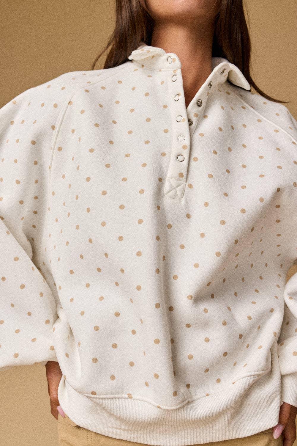 Piper Polka Dot Half Snap Sweatshirt
