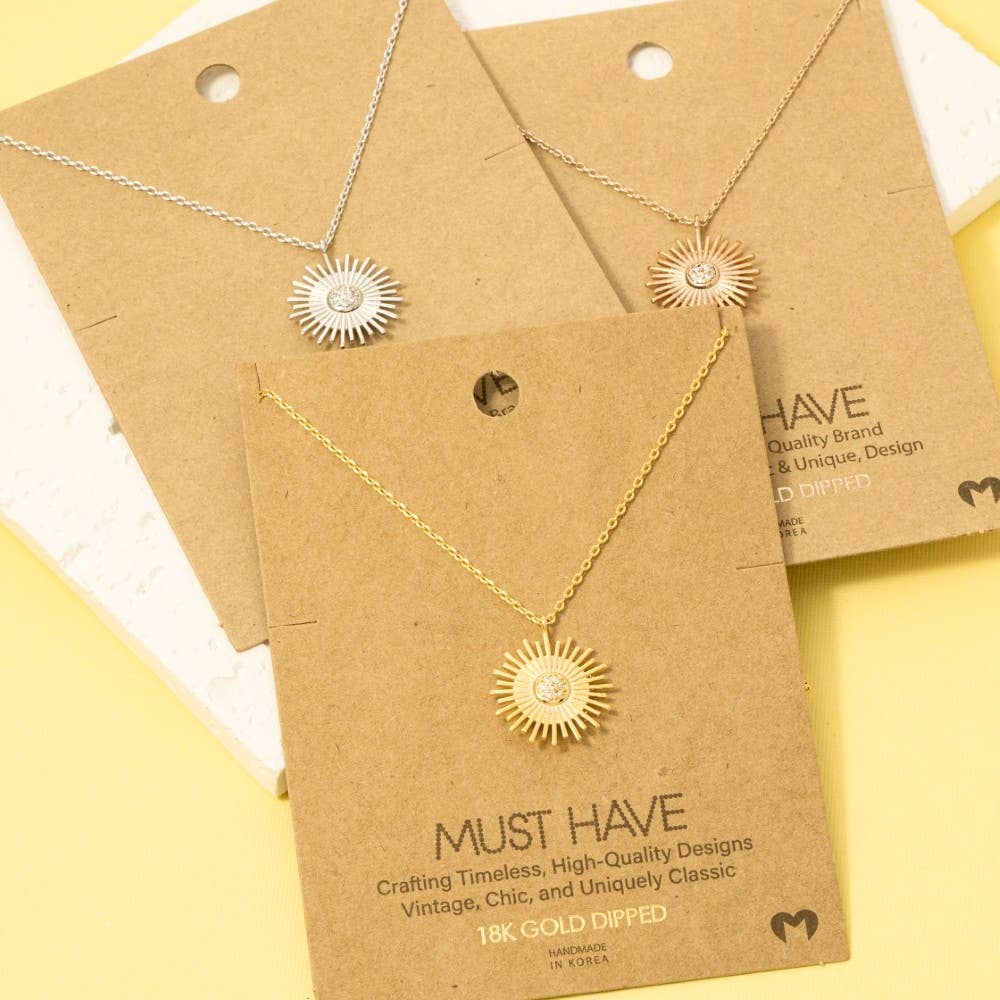 Circle Sun Shine Ray Pendant Necklace: G