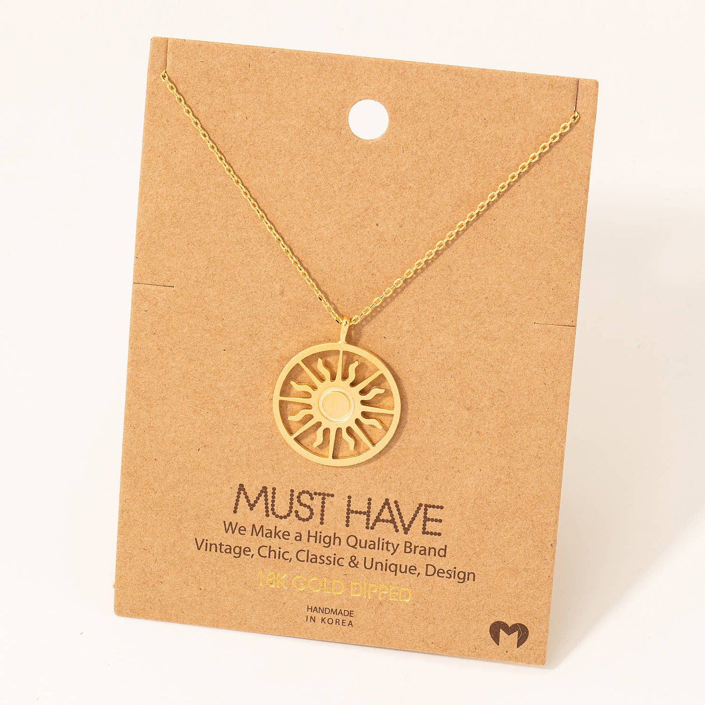 Sun Coin Pendant Necklace: G