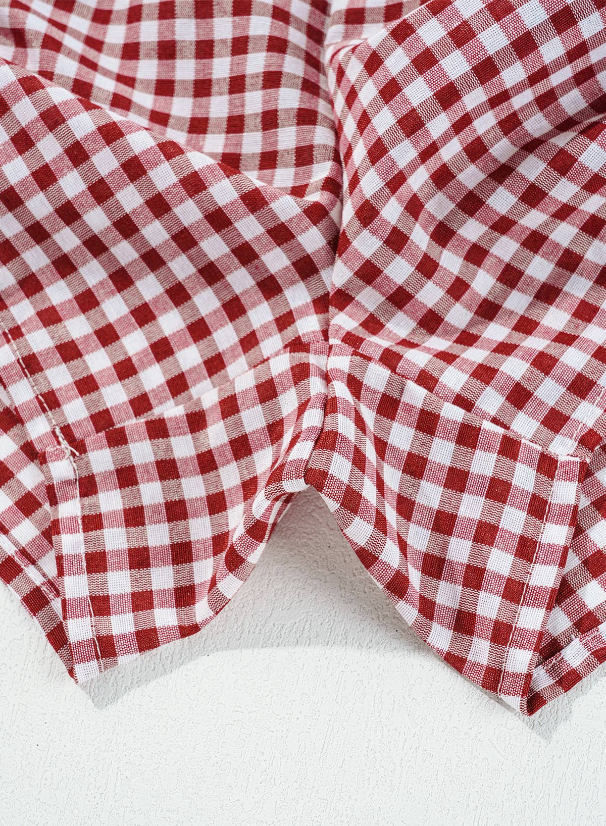 Red Gingham Print High Waist Shorts