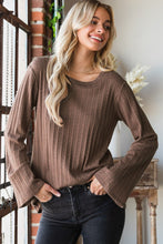 Load image into Gallery viewer, Bridgette Wide Sleeve Textured Top - Mocha Gray
