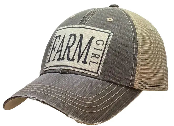 Farm Girl Distressed Trucker Hat