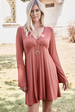 Load image into Gallery viewer, Harlow Solid Dress With Bell Sleeves - Marsala
