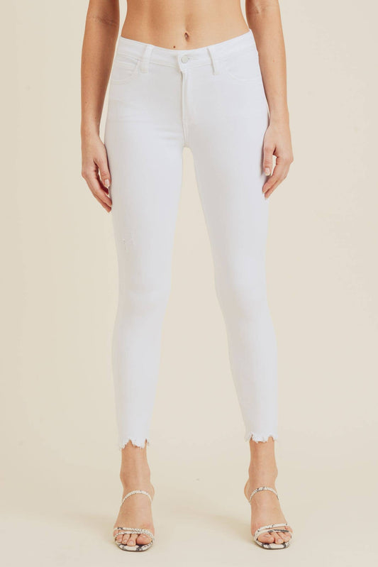 Just USA brand High-Rise Frayed Hem Skinny Jeans - White