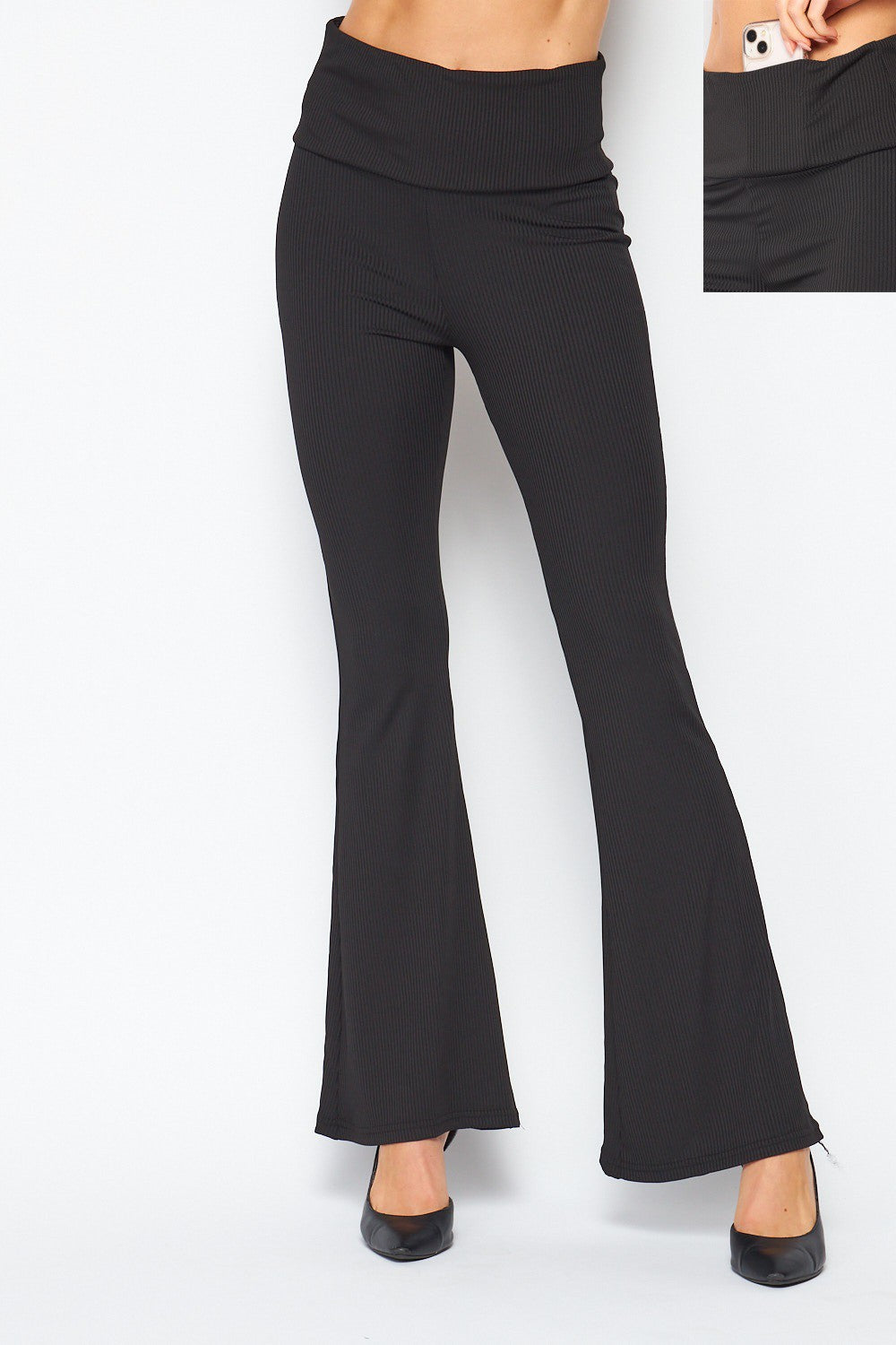 Stretchy Ribbed Flare Pants