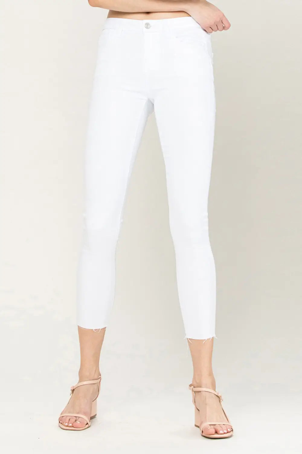 Vervet Brand Mid Rise Raw Hem Cropped Skinny Jeans - White